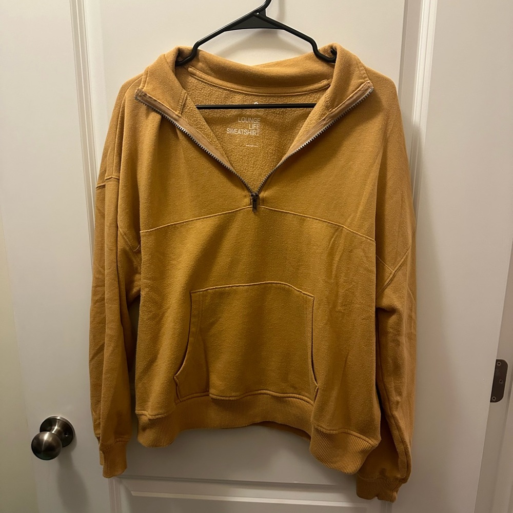 Mustard yellow quarter zip sweatshirt